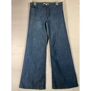 XXI Wide Leg Denim Jeans Women' Sz 28 Blue Wash Flare Cropped Trendy Retro‎ Chic